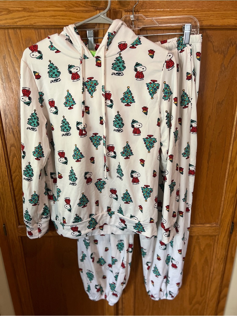 Peanuts Two Piece Christmas Hooded Pajama Set